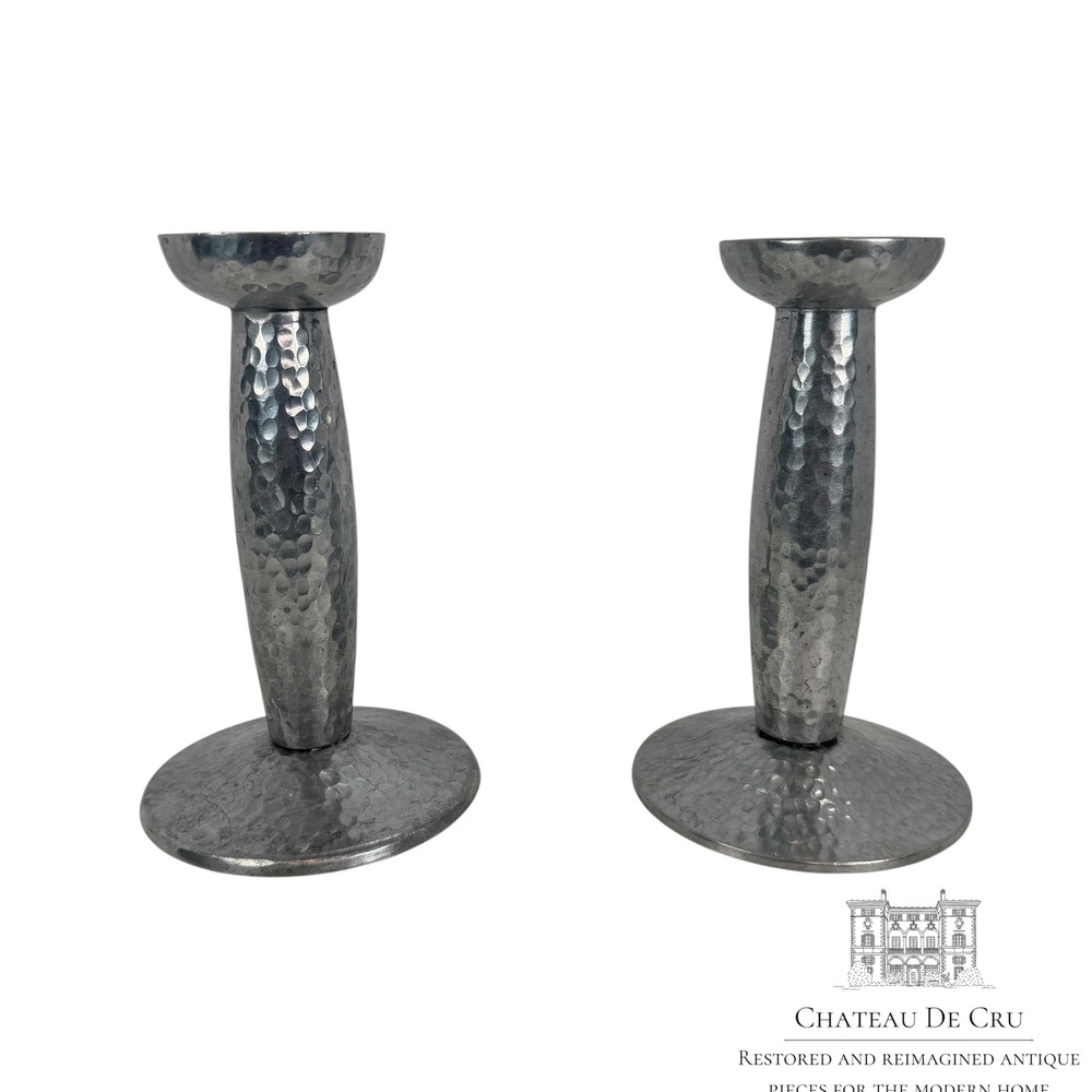 Hammered Pewter Candle‎ Holder 6.5"X4"